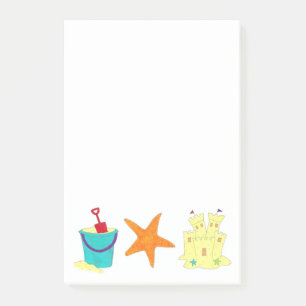 Sandcastle Shovel Pail Sand Starfish Beach Post-IT Block