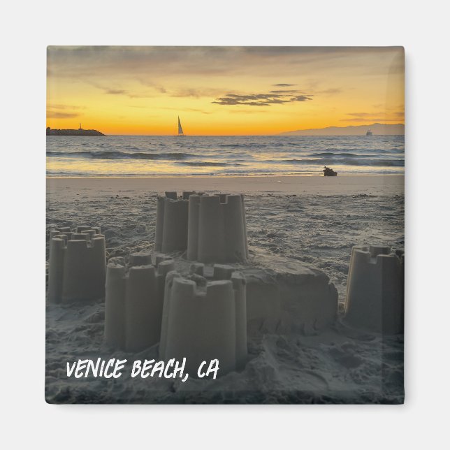 Sandcastle Sunset Dreams - Venice Beach, CA Magnet (Framsidan)