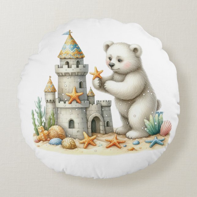 Sandcastles Rund Kudde (Framsidan)