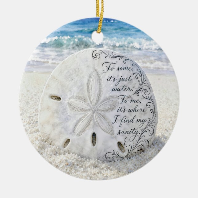 Sanddollar med inspirerande citat julgransprydnad keramik (Framsidan)