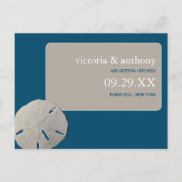 Sanddollar Ocean Blå Strand Bröllop Spara Datumet Meddelande Vykort