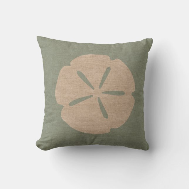 Sanddollar Sjösnäcka Havsskum Grön Kudde (Framsida)
