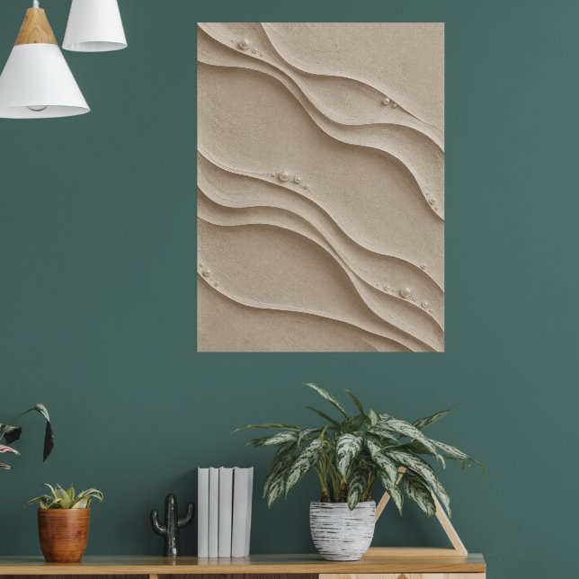 Sanddyn Våg Texturerad Abstrakt Väggkonst Tryck (Vardagsrum 1)