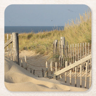 Sanddyner och strandstaket underlägg papper kvadrat