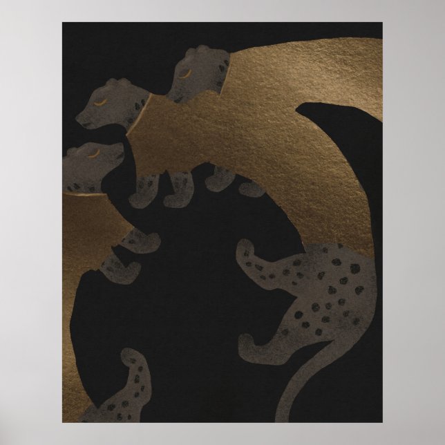 Sändebud från de Vilda - lyxiga guld leoparder Poster (Framsidan)