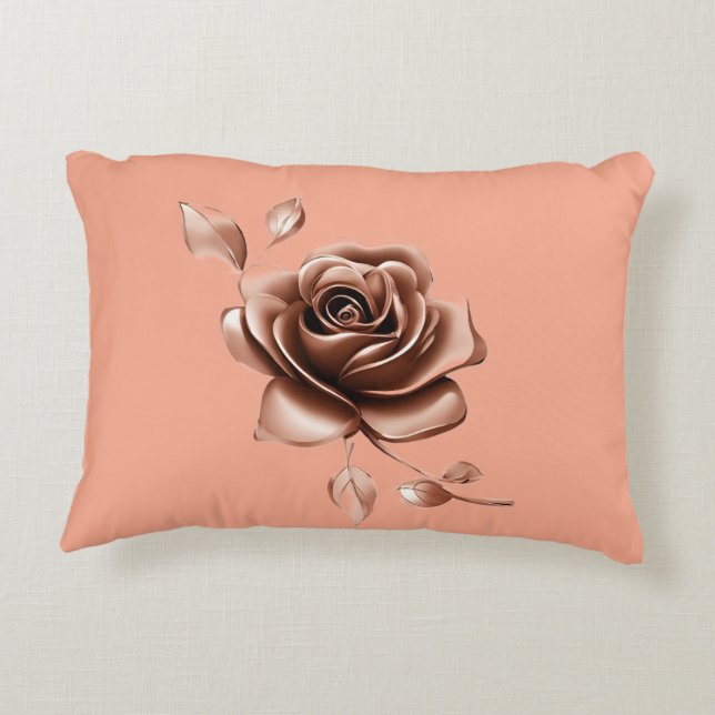Sanded beige floral brown rose AI art  Prydnadskudde (Baksidan)