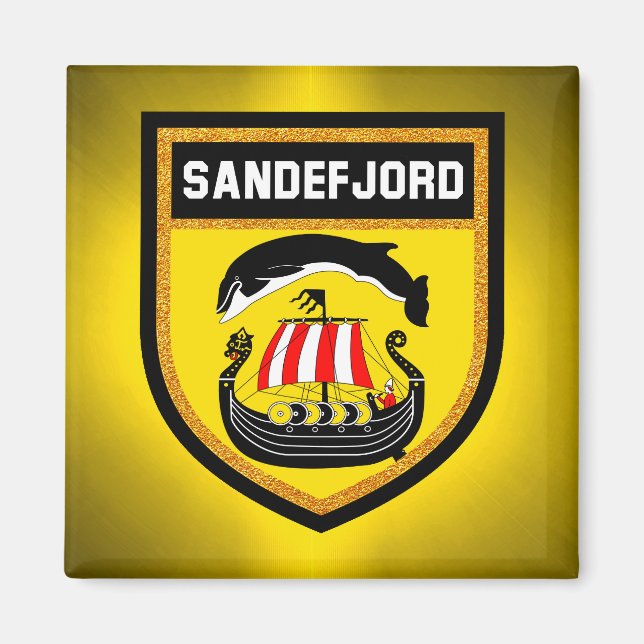 Sandefjord Flagga Magnet (Framsidan)