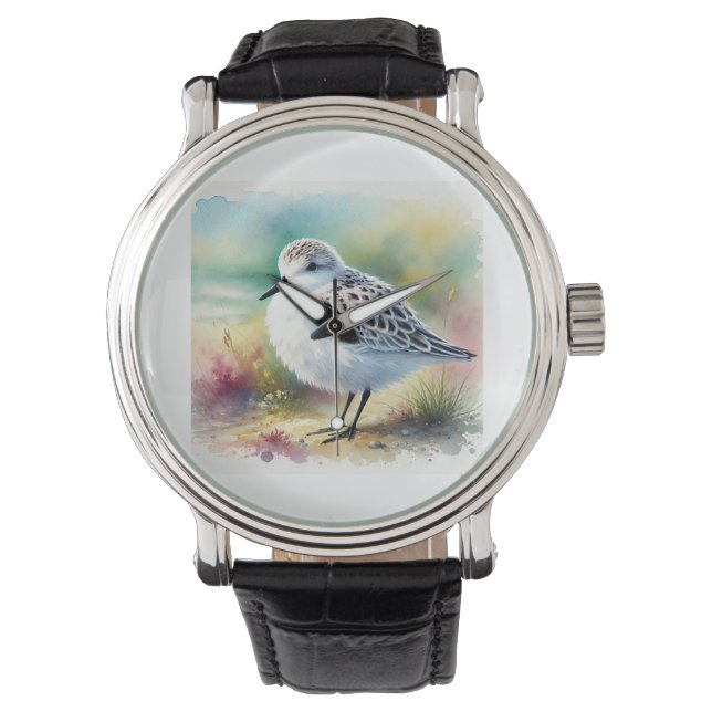 Sanderling Bird 200924AREF115 - Watercolor Armbandsur (Framsida)