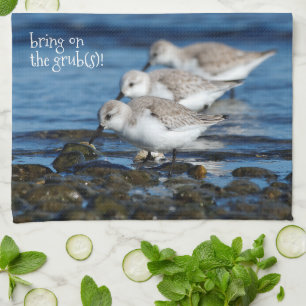 Sanderlings Feasting in Staggered Synkronicity Kökshandduk