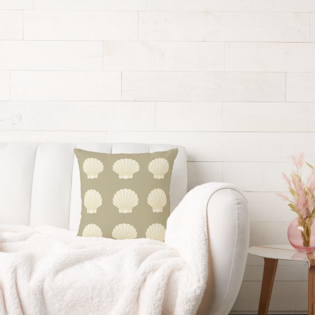 Sandfärgad beige kastkudde med scallop-design kudde (Soffa)