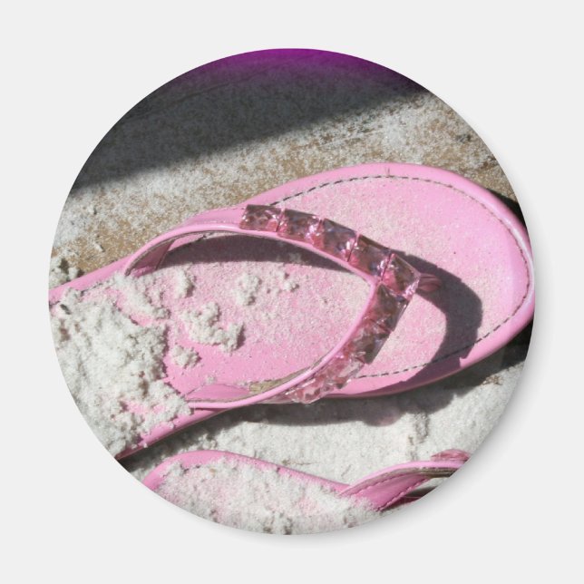 sandfjällsandaler i rosa på Florida-stranden Magnet (Framsidan)