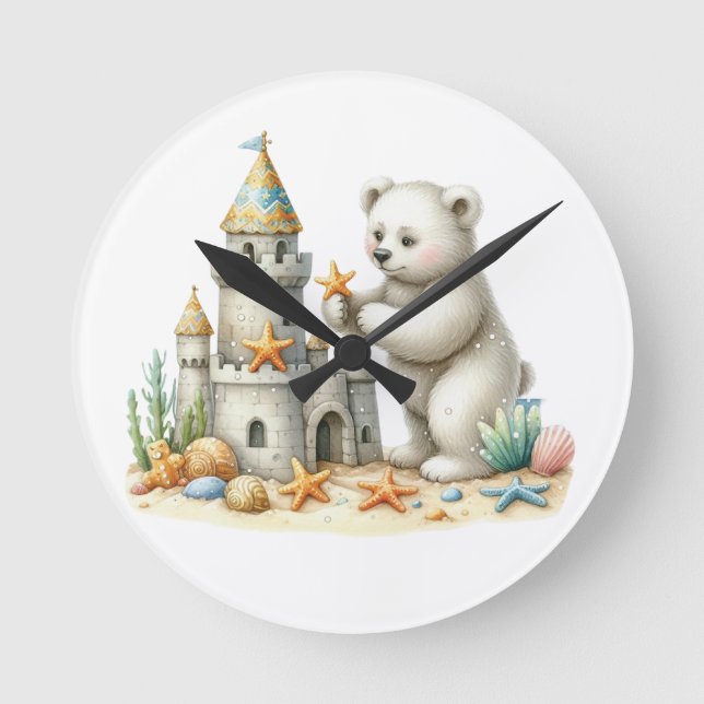 Sandgjutgods och nallar rund klocka (Framsida)