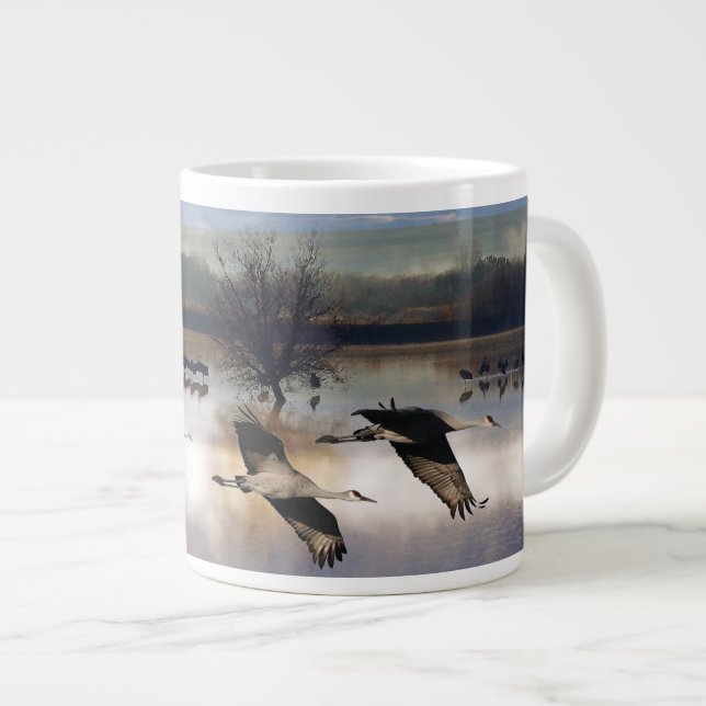Sandhill Crane Birds Flying Wildlife Jumbo Mugg (Framsida höger)