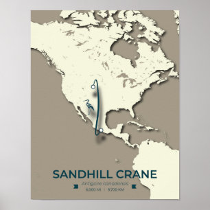 Sandhill Crane Migration Karta - Minimalistisk Vin Poster