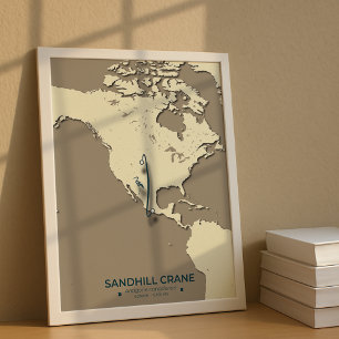 Sandhill Crane Migration Karta - Minimalistisk Vin Poster