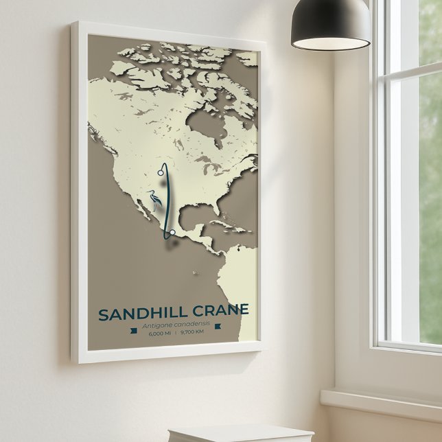 Sandhill Crane Migration Karta - Minimalistisk Vin Poster (Skapare uppladdad)