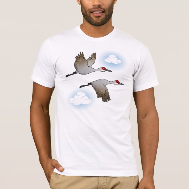 Sandhill kranar i flyg t-shirt (Framsida)