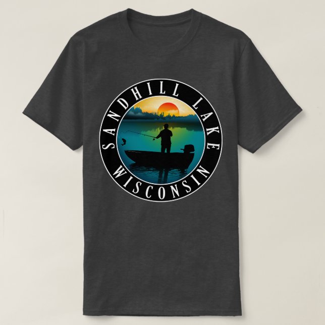 Sandhill Sjö Wisconsin Fishing T Shirt (Design framsida)