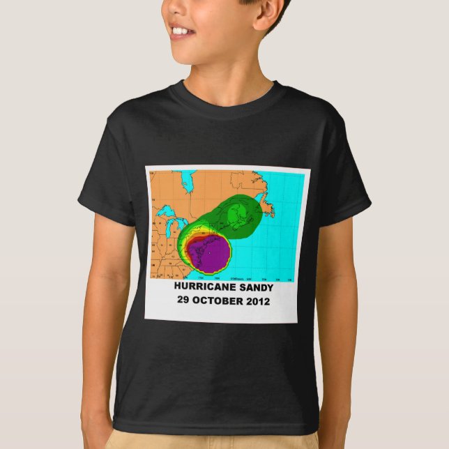 Sandig 29 Oktober för orkan 2012 karta Tee Shirt (Framsida)