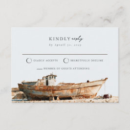 Sandig Beige Adriatisk Båtskriven RSVP-kort Tilläggskort