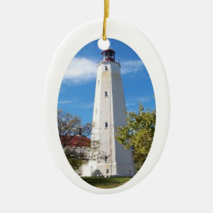 Sandig krokfyr julgransprydnad keramik