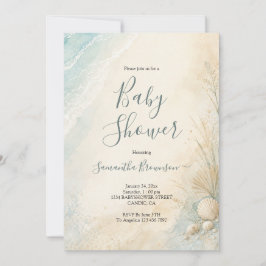 Sandig kust sjöborre baby shower inbjudningar