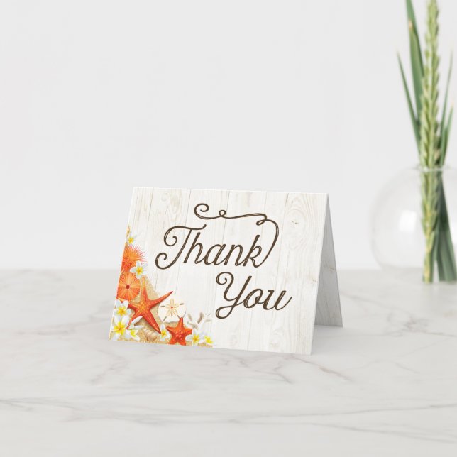 Sandiga snigelskal Blommig Rustik strand Tackkort (Framsida)