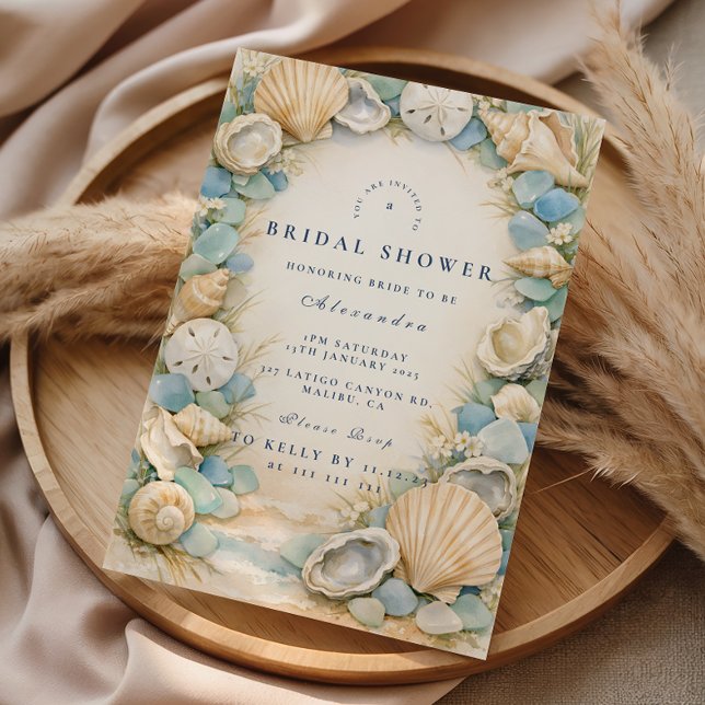 Sandiga Stränder Snigelskal Bröllopsfest Inbjudningar (Skapare uppladdad)