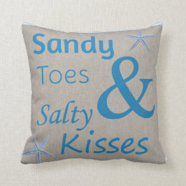 Sandiga Toes och salt citationstecken för Kudde