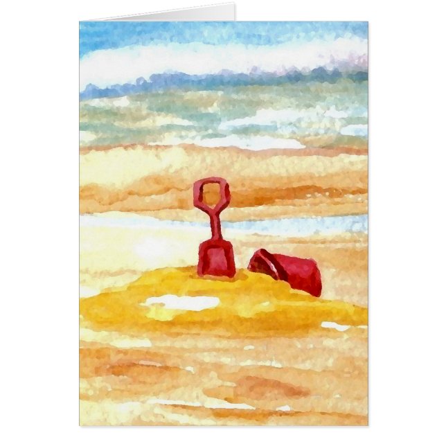 Sandleksaker - Sandslottbyggnad på stranden Hälsningskort (Framsidan)