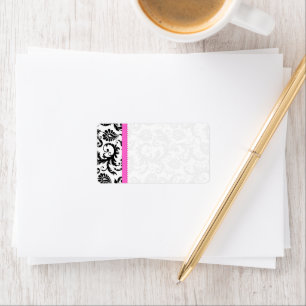 Sändning av Bright Rosa & Black Damask-punkter Adressetikett