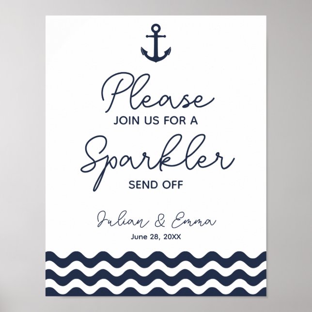 Sändning av Nautical Navy Sparkler Poster (Framsidan)
