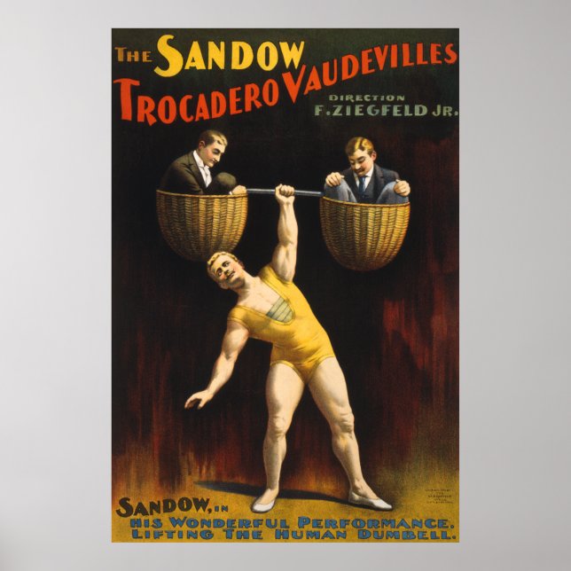 Sandow Eugen Sandow Vaudeville Tyngdlyftare Poster (Framsidan)
