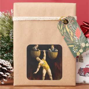 Sandow Eugen Sandow Vaudeville Weightlifter Fyrkantigt Klistermärke