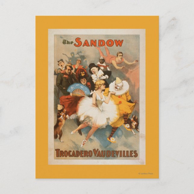 Sandow Trocadero Vaudevilles Carnival Theme Vykort (Framsida)