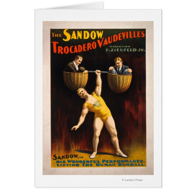 Sandow Trocadero Vaudevilles Weightlift Hälsningskort (Framsidan)