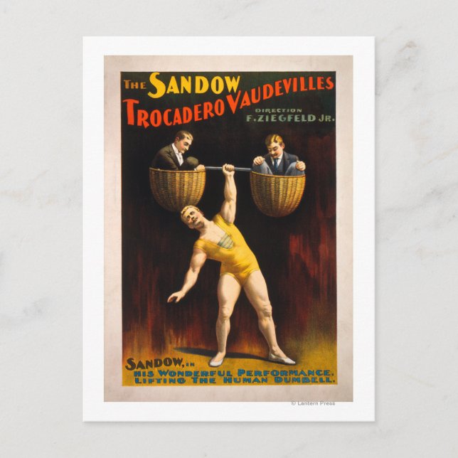 Sandow Trocadero Vaudevilles Weightlift Vykort (Framsida)
