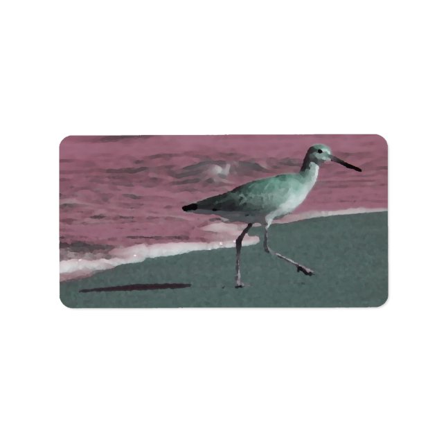 sandpiper abstrakt röd grönt på stranden adressetikett (Framsidan)