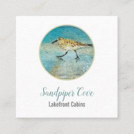 Sandpiper Bird Beach Coastal Rental Fyrkantigt Visitkort
