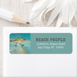Sandpiper Coastal Bird Beach Pawarded Art Returadress Etikett