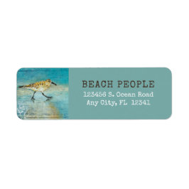 Sandpiper Coastal Bird Beach Pawarded Art Returadress Etikett