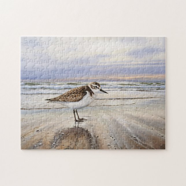 Sandpiper på Beach Bird Art Pussel (Horisontell)