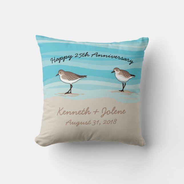 Sandpiper på Beach, Namn på årsdagen i Sand Kudde (Framsida)