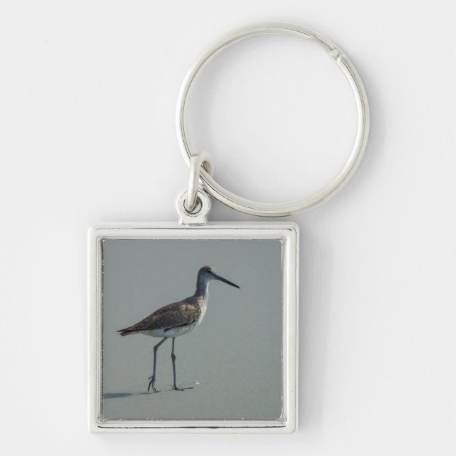 Sandpiper Pose Fyrkantig Silverfärgad Nyckelring (Framsidan)