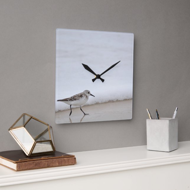 Sandpiper Shorebird Beach House Square Wall Clock Fyrkantig Klocka (Kontor)