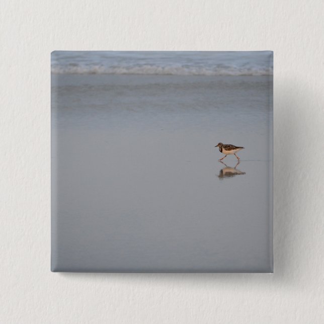Sandpiper som går längs stranden knapp (Framsida)