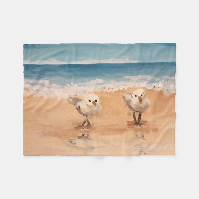 Sandpiper vid Sea Shore Fleece Blanket (Framsidan (Horisontell))