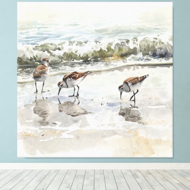 Sandpipers Beach Art Vattenfärger  Canvastryck (Insitu (trägolv))
