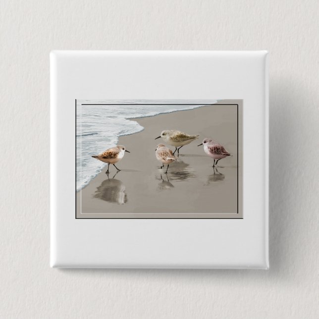 Sandpipers på shorelinen knapp (Framsida)
