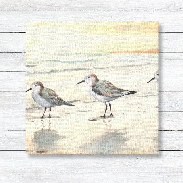 Sandpiprar på stranden canvastryck (Minimalist Sandpipers on Beach Coastal Beach Wall Art Canvas)